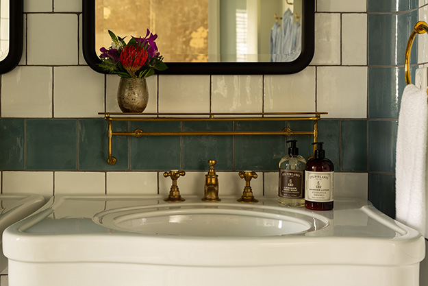 Hotel Emma sink with LP amenities